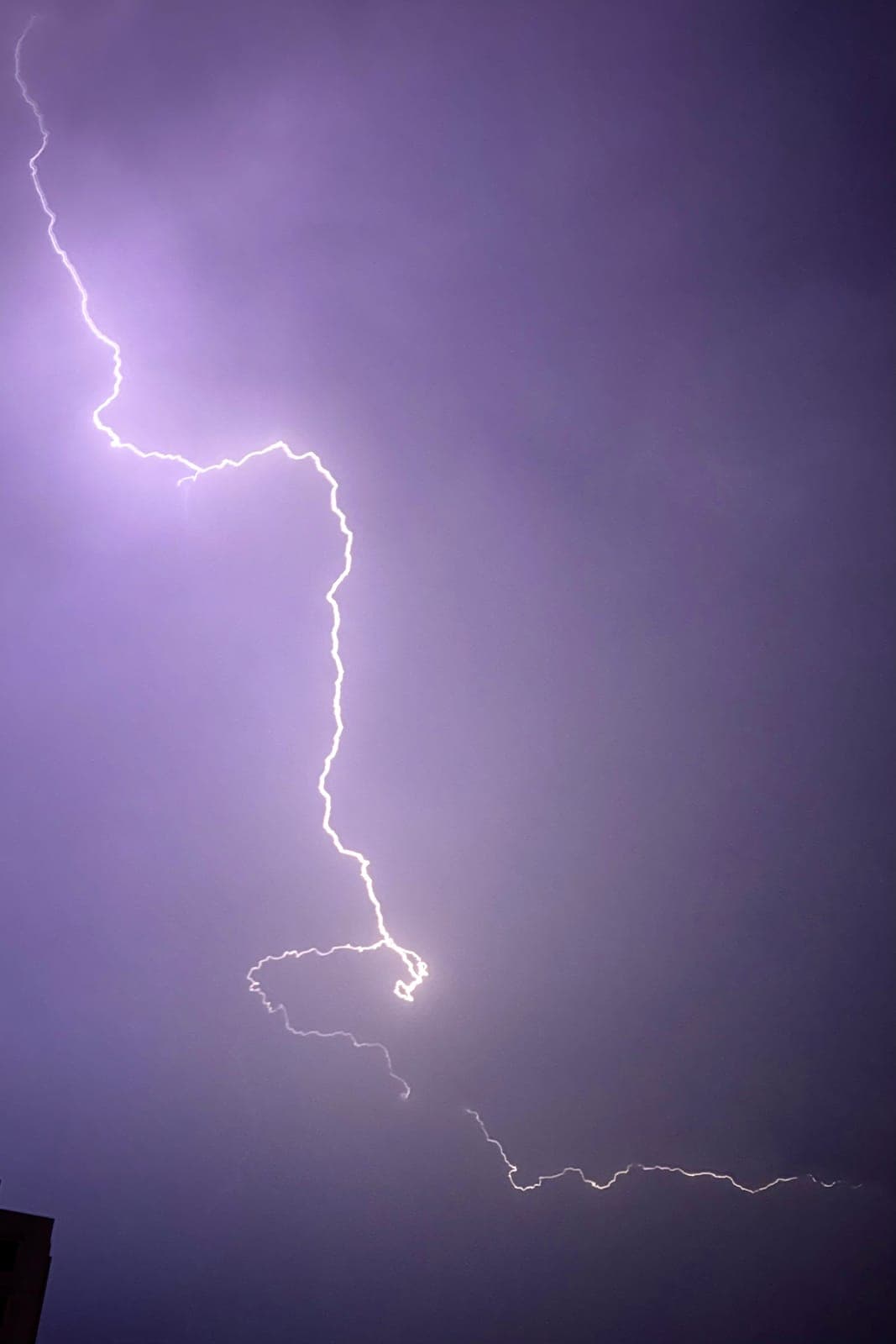 Lightning, violet sky
